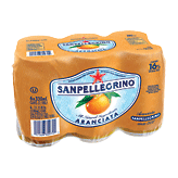 Sanpellegrino  aranciata; sparkling orange beverage with 16% orange juice from concentrate, 6- 11.15 fl oz cans Left Picture